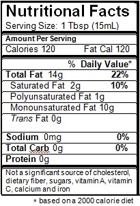 On Tap Oil & Vinegar olive oil nutritional info