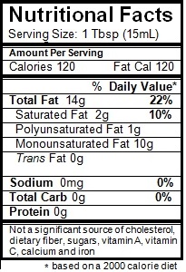 On Tap Oil & Vinegar olive oil nutritional info