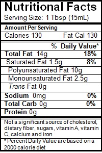 On Tap Oil & Vinegar olive oil nutritional info