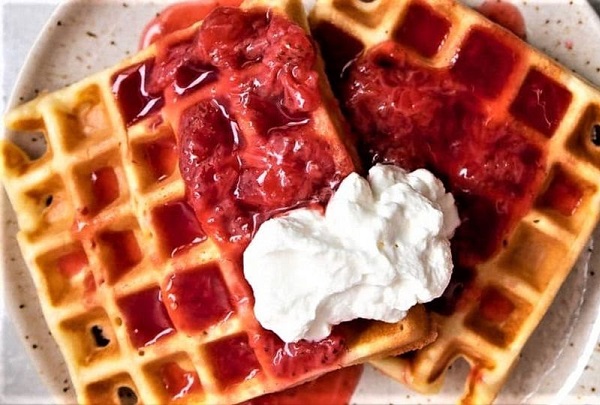 On Tap Oil & Vinegar Lemon Waffles with Strawberry-Orange Compote