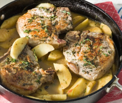 On Tap Oil & Vinegar Pork Chops with Tarragon Apple Creams